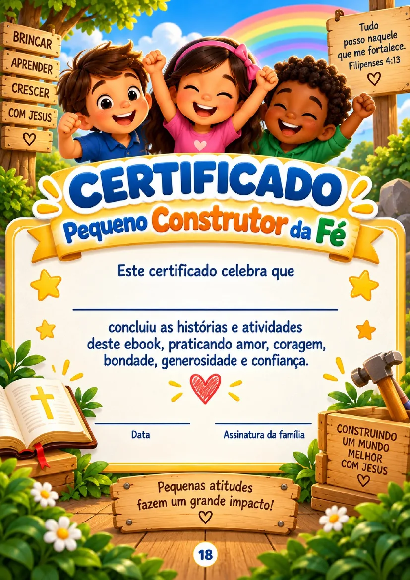 Certificado Pequeno Construtor da Fé